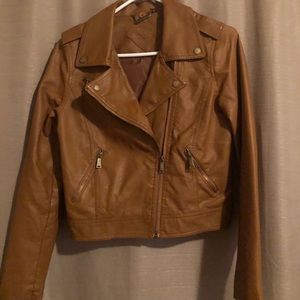 Girls JouJou Faux Leather Jacket - Camel